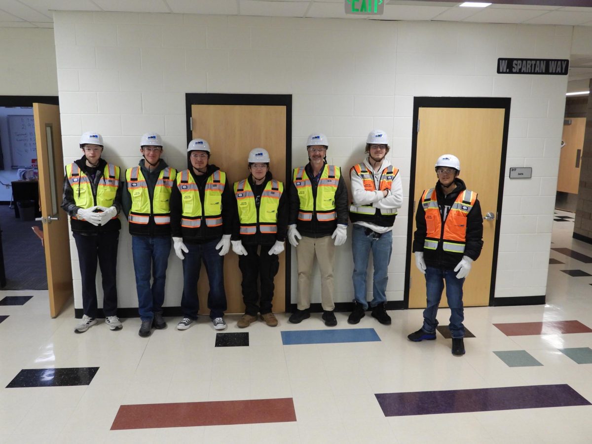 Spartans in their PPE for their tour of the data center.